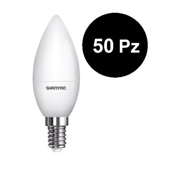 50 Pezzi - Lampada LED C37 5W attacco E14 candela - luce calda - SERIE LUNA 50 Pezzi - Lampada LED C37 5W attacco E14 candela - luce calda - SERIE LUNA